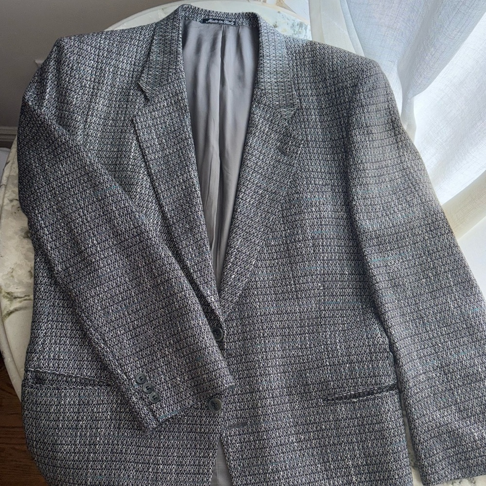 Vintage Harry Rosen Paolo da Barberino grey virgin wool silk blend blazer - 43R